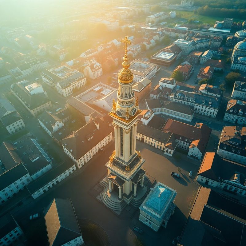 Letecký pohled na centrum Olomouce se Sloupem Nejsvětější Trojice